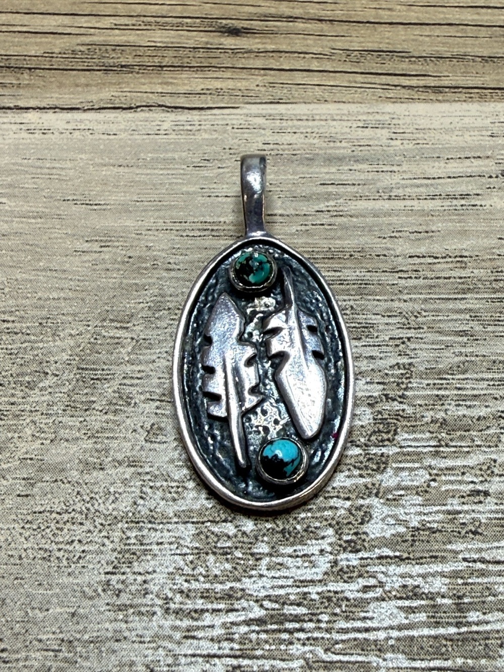 Sterling Silver Oval Turquoise Accent Pendant - Blue Green